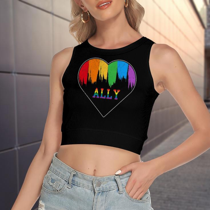 Hearts Lgbt Equality Love Lgbtq Rainbow Flag Gay Pride Ally Women's Crop Top Tank Top