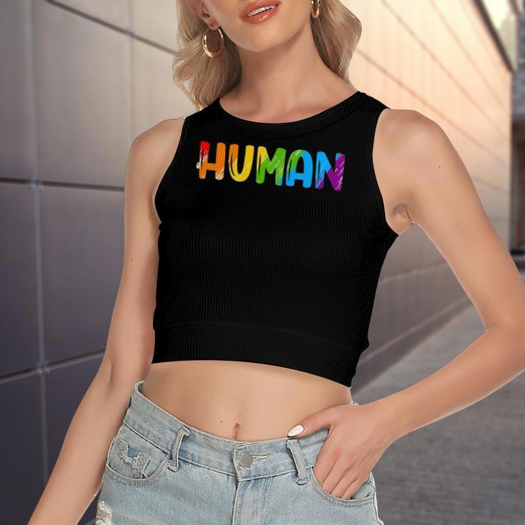 Human Lgbt Rainbow Flag Gay Pride Month Transgender Women's Crop Top Tank Top