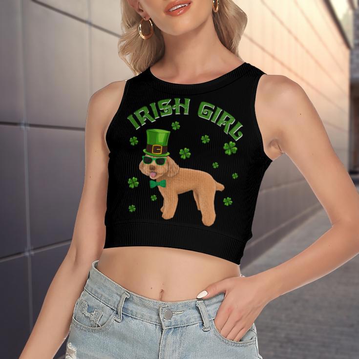 Irish Girl Leprechaun Poodle Dog St Patricks Day Kids Women's Sleeveless Bow Backless Hollow Crop Top