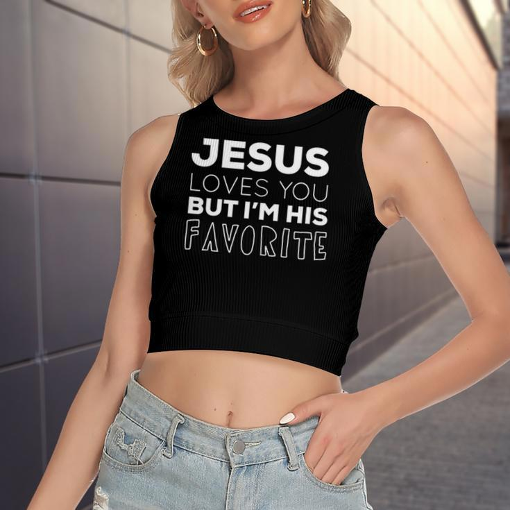 Jesus Loves You But Im His Favorite Christian V Neck Women's Crop Top Tank Top