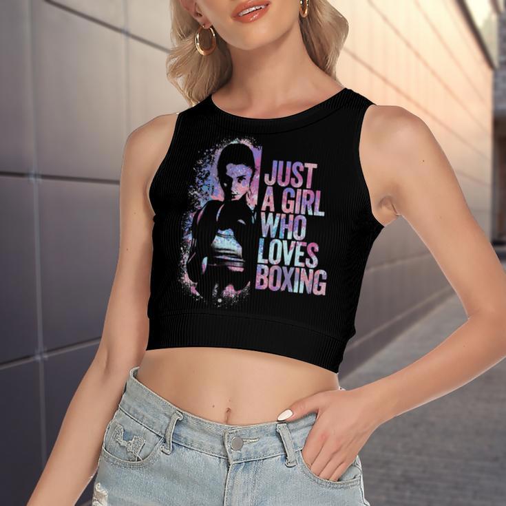 Just A Girl Who Loves Boxing Ink Splatter Women's Sleeveless Bow Backless Hollow Crop Top