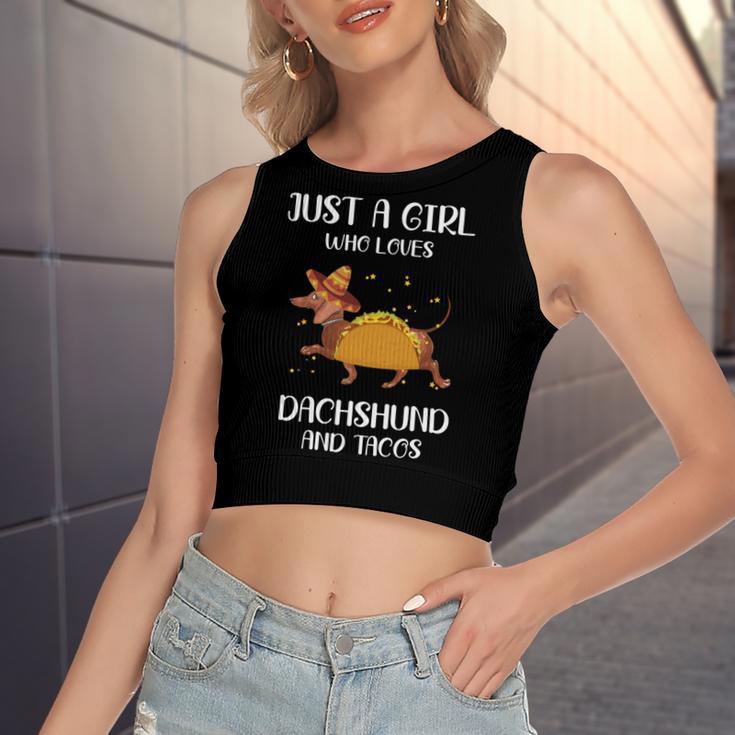 Just A Girl Who Loves Dachshund And Tacos For Dachshund Lovers Women's Sleeveless Bow Backless Hollow Crop Top