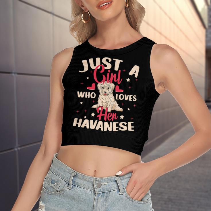 Just A Girl Who Loves Her Havanese Dog Women's Sleeveless Bow Backless Hollow Crop Top