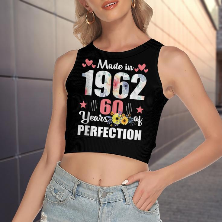 Made 1962 Floral 60 Years Old Family 60Th Birthday 60 Years Women's Sleeveless Bow Backless Hollow Crop Top
