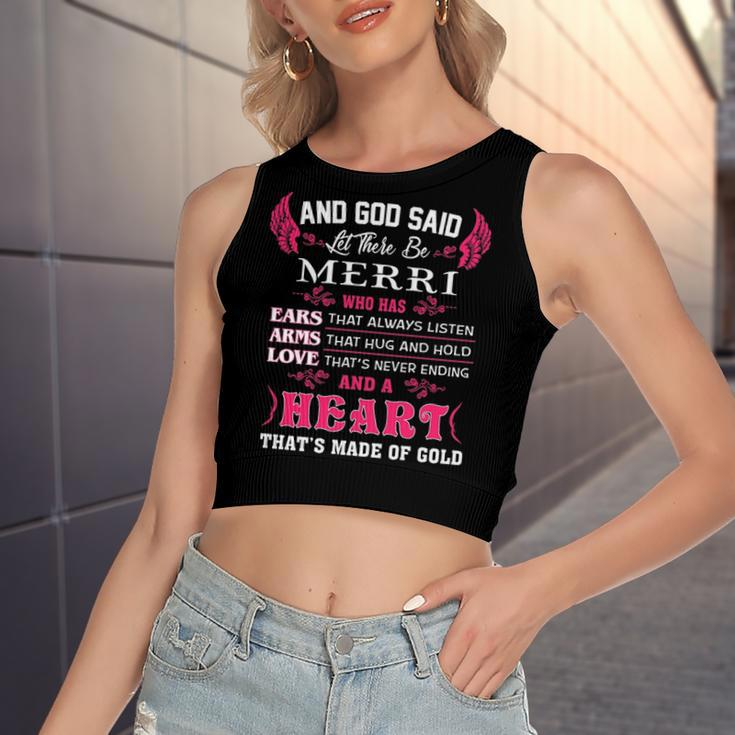 Merri Name Gift And God Said Let There Be Merri Women's Sleeveless Bow Backless Hollow Crop Top