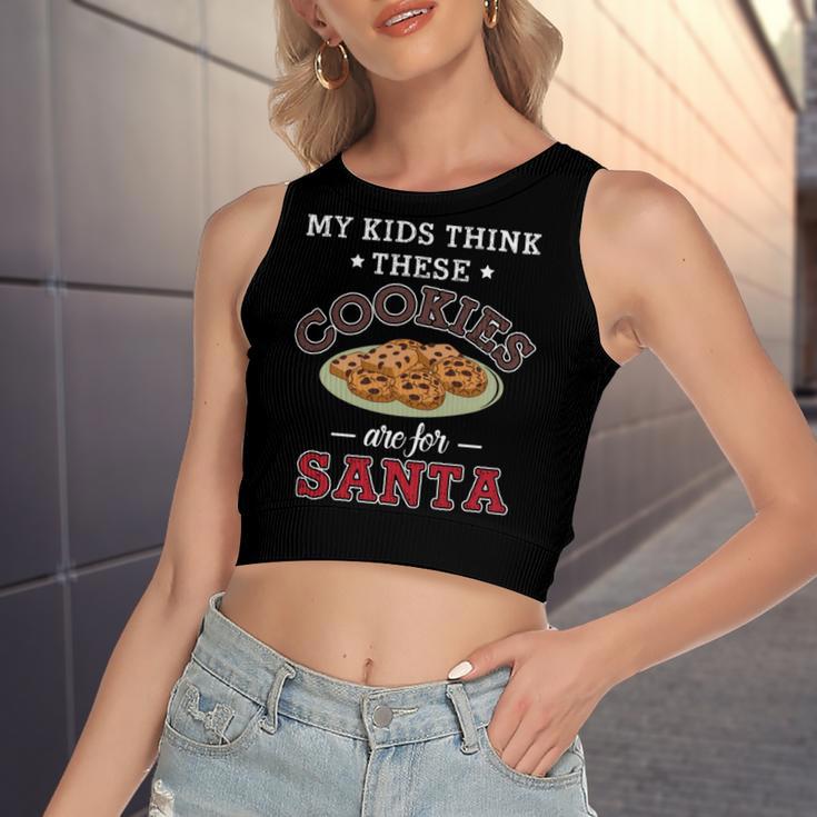 My Kids Think These Cookies Are For Santa 100 Trending Shirt Women's Sleeveless Bow Backless Hollow Crop Top