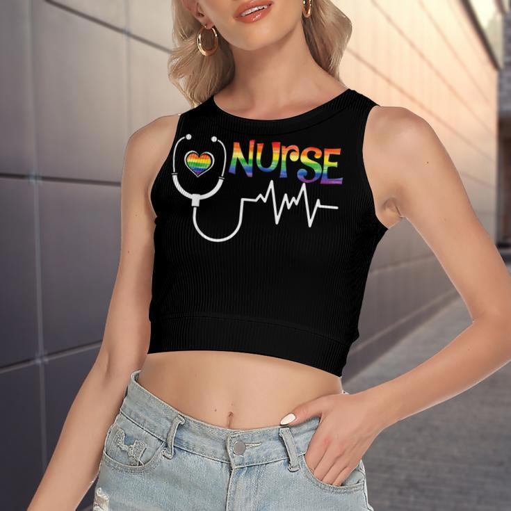 Nurse Rainbow Flag Lgbt Lgbtq Gay Lesbian Bi Pride Ally Women's Crop Top Tank Top