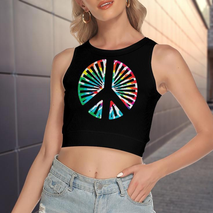 Peace Sign Rainbow Colors 70S 80S Party Women's Crop Top Tank Top