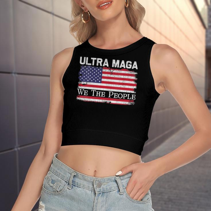 We Are The People And Vintage Usa Flag Ultra Maga Women's Crop Top Tank Top