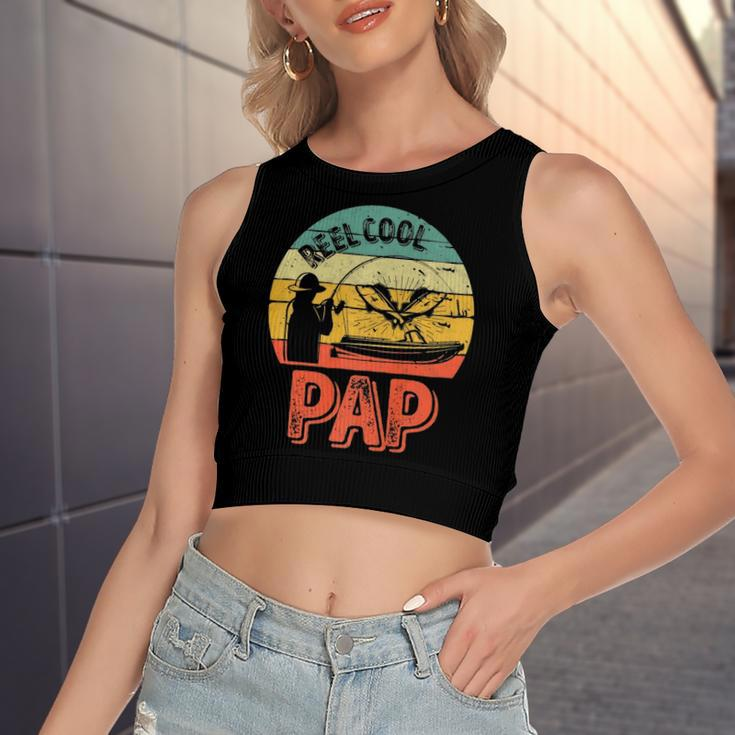 Reel Cool Pap Fisherman Christmas Fathers Day Women's Crop Top Tank Top