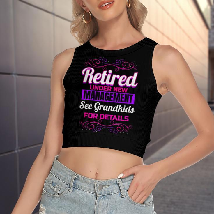 Retired Grandma Retirement Grandkids Retiree Farewell Party Women's Sleeveless Bow Backless Hollow Crop Top
