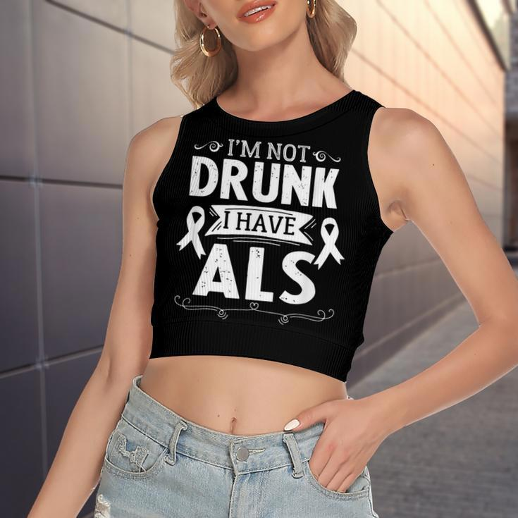 Ribbon Blue Fighting Als Awareness Month Support Als Warrior V2 Women's Sleeveless Bow Backless Hollow Crop Top