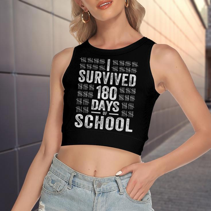I Survived 180 Days Of School Last Day Of School Teacher Women's Crop Top Tank Top