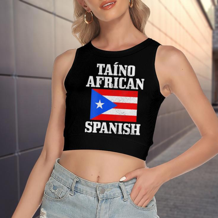 Taino African Spanish Puerto Rico Flag Taina Boricua Boriken Women's Crop Top Tank Top