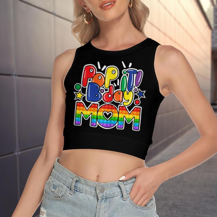 Womens Pop It Mom Of The Birthday Girl Or Boy Fidget Toy Women's Sleeveless Bow Backless Hollow Crop Top