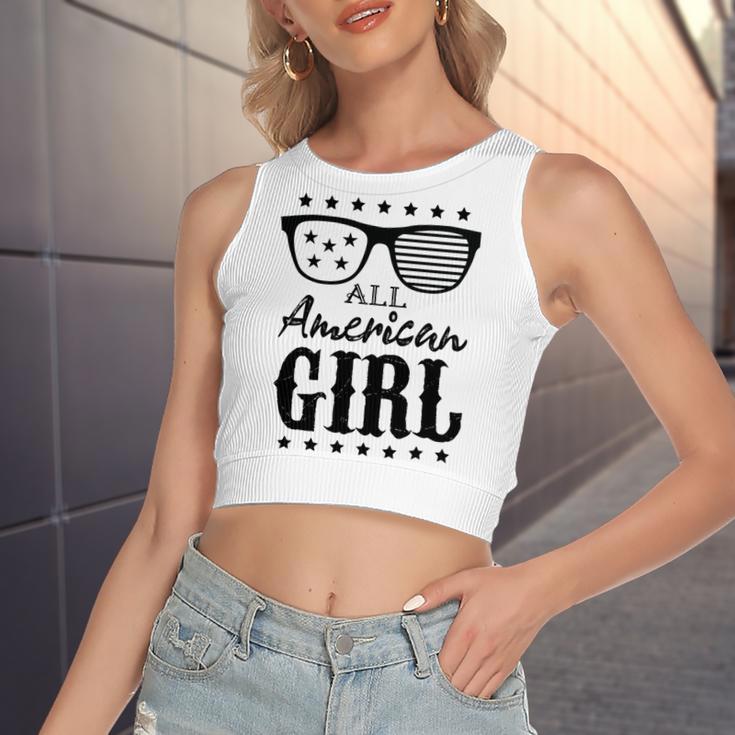 All American Girl 4Th Of July Family Matching Sunglasses Women's Sleeveless Bow Backless Hollow Crop Top