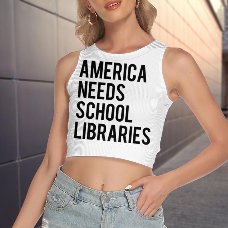 America Needs School Libraries Women's Sleeveless Bow Backless Hollow Crop Top