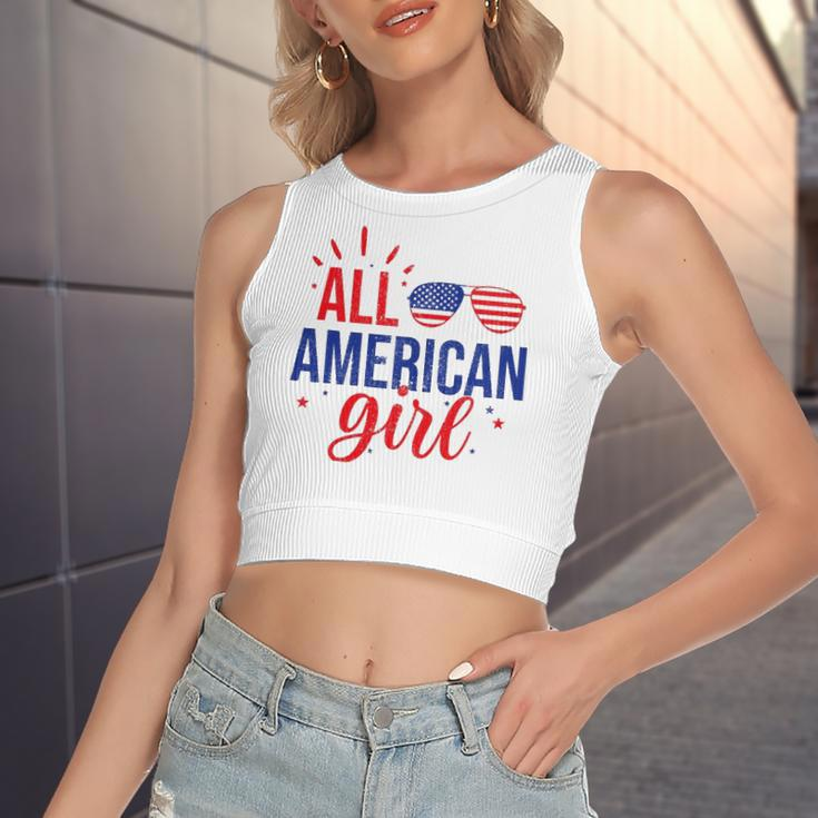 All American Girl 4Th Of July Girls Sunglasses Women's Crop Top Tank Top