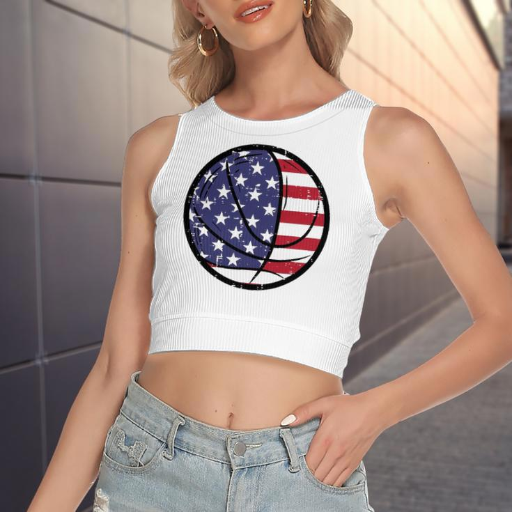 Basketball Fourth July 4Th Sports Patriotic Women's Crop Top Tank Top