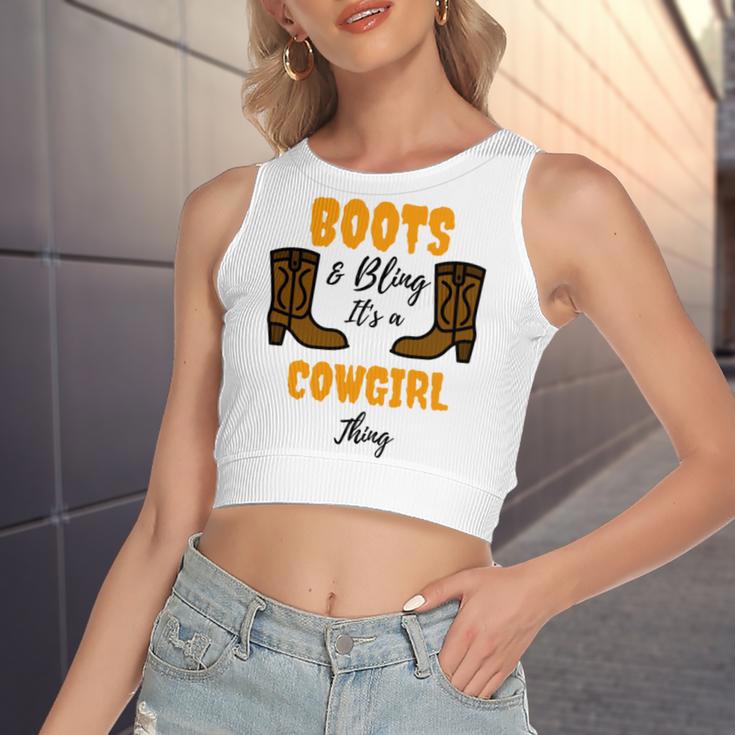 Boots Bling Its A Cowgirl Thing Women's Sleeveless Bow Backless Hollow Crop Top