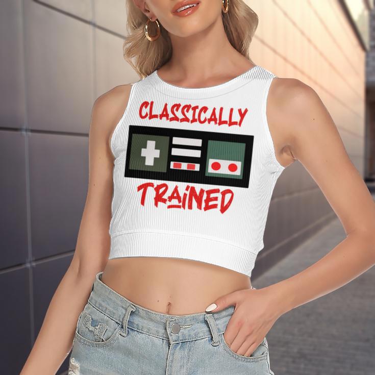 Classically Trained Shirt Funny Gamer Shirt Gamer Shirt Video Game Shirt Gamer Gift Funny Musician Shirt Women's Sleeveless Bow Backless Hollow Crop Top