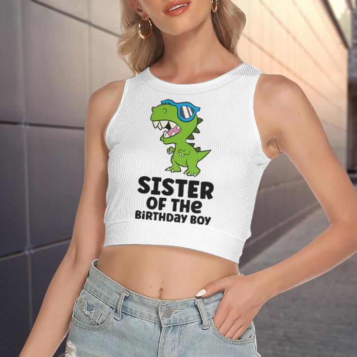 Dinosaur Birthday Sister Of The Birthday Boy Women's Crop Top Tank Top