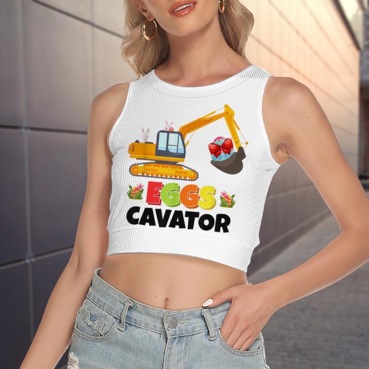 Excavator Shirts For Toddler Boys Girls Easter Eggs Cavator Women's Sleeveless Bow Backless Hollow Crop Top