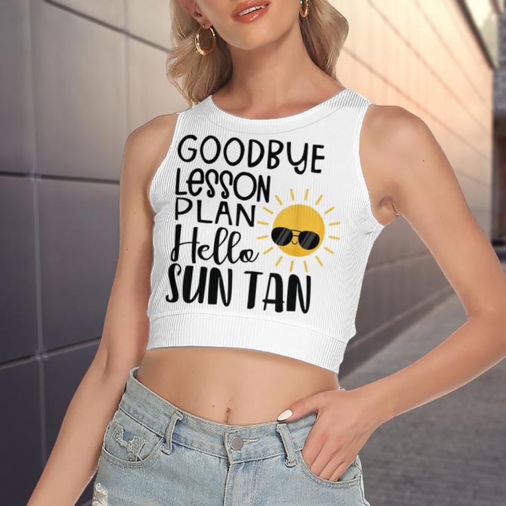 Good Bye School Hello Summer Women's Sleeveless Bow Backless Hollow Crop Top