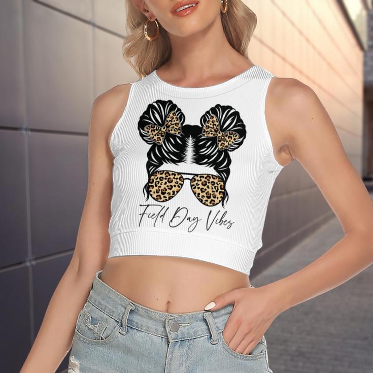 Happy Field Day Field Day Tee Kids Graduation School Fun Day V9 Women's Sleeveless Bow Backless Hollow Crop Top