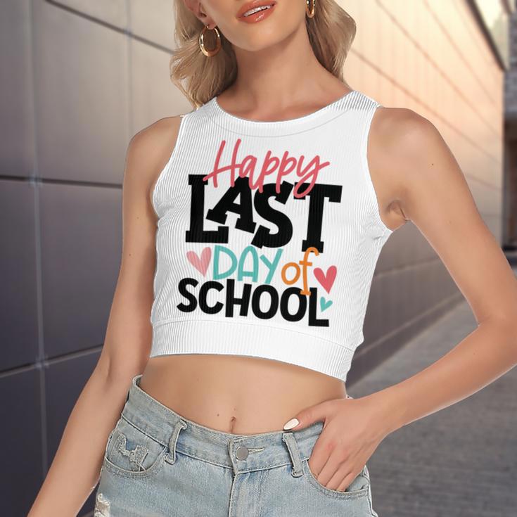 Happy Last Day Of School Funny V3 Women's Sleeveless Bow Backless Hollow Crop Top