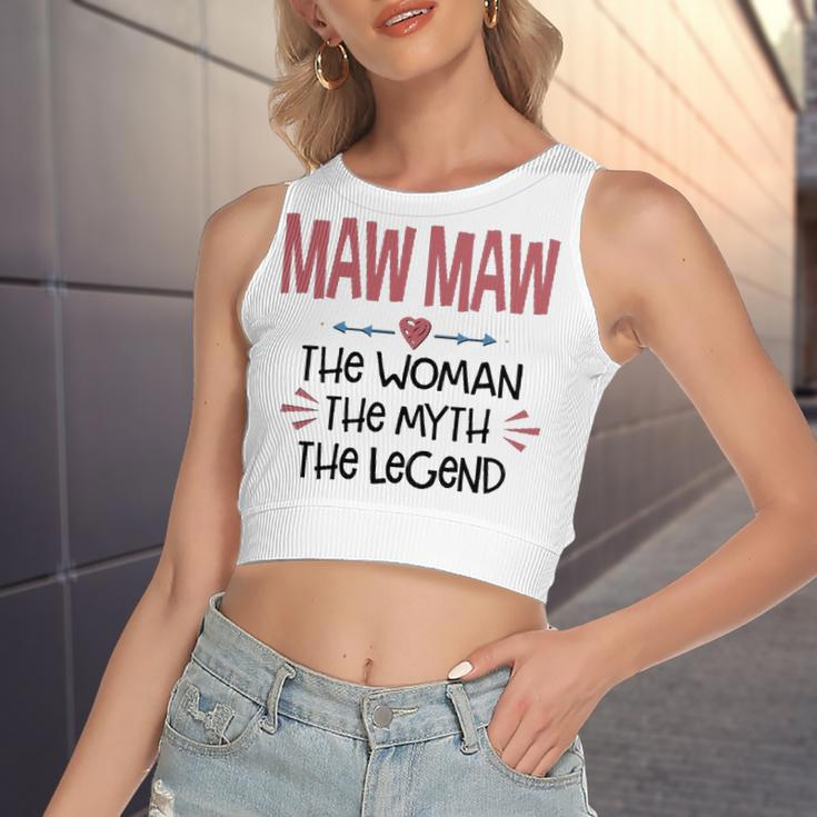 Maw Maw Grandma Gift Maw Maw The Woman The Myth The Legend V2 Women's Sleeveless Bow Backless Hollow Crop Top