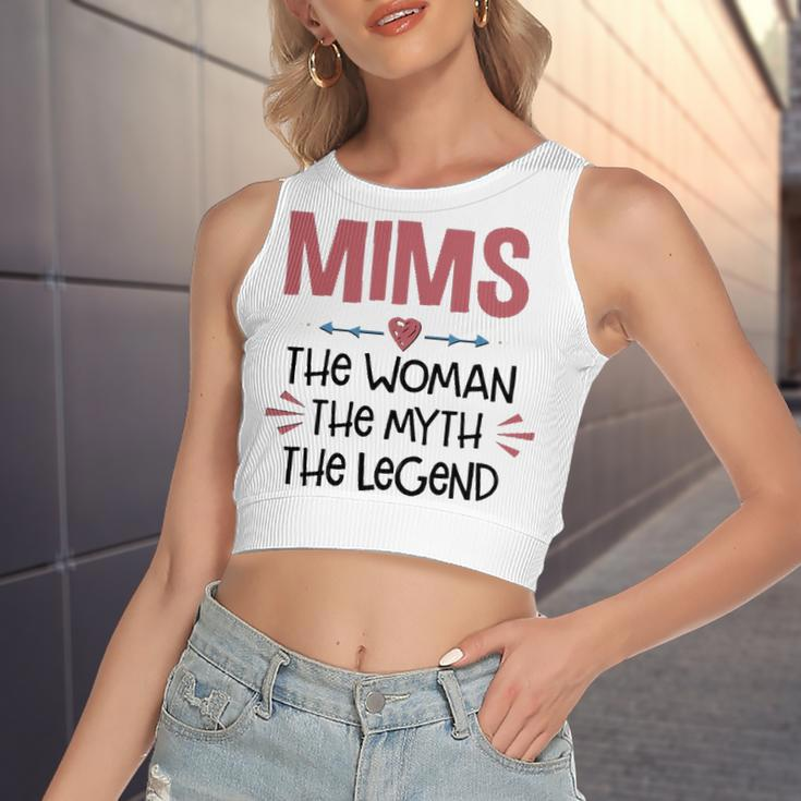 Mims Grandma Gift Mims The Woman The Myth The Legend Women's Sleeveless Bow Backless Hollow Crop Top