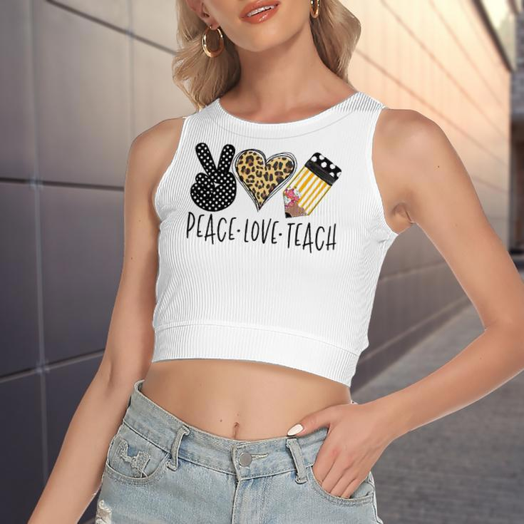 Peace Love Teach Back To School Teacher Women's Crop Top Tank Top