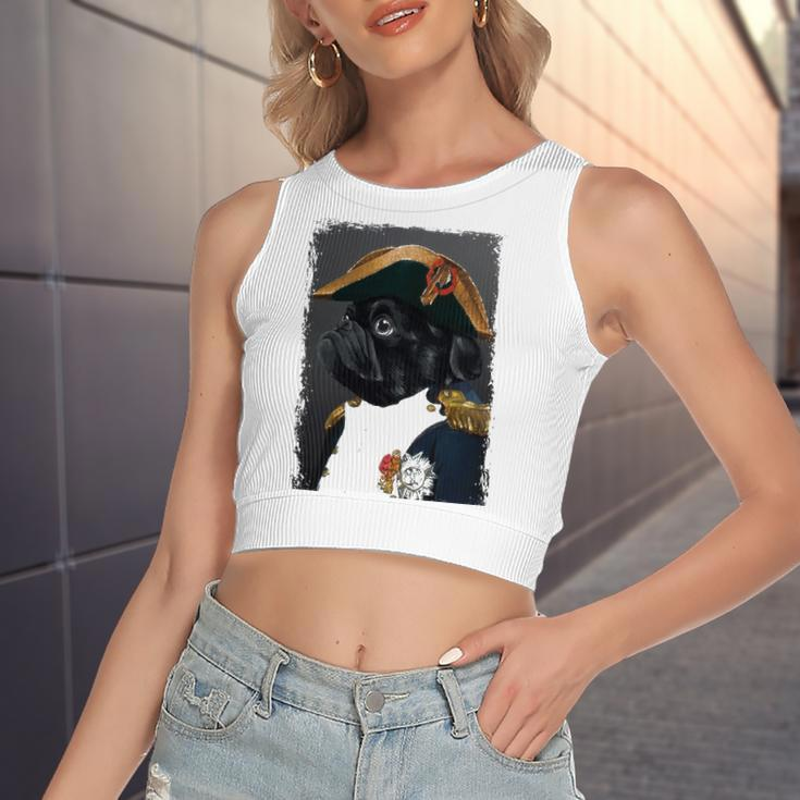 Pug Dog Dad Mom Graphic Tee Cute Black Pug Women's Crop Top Tank Top