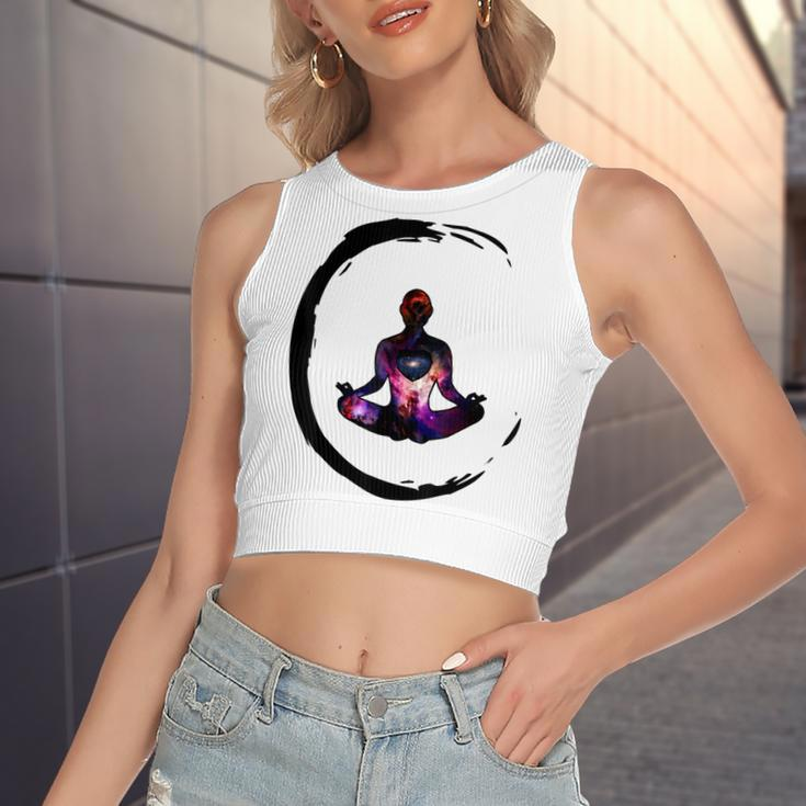 Zen Buddhism Inspired Enso Cosmic Yoga Meditation Art Women's Sleeveless Bow Backless Hollow Crop Top