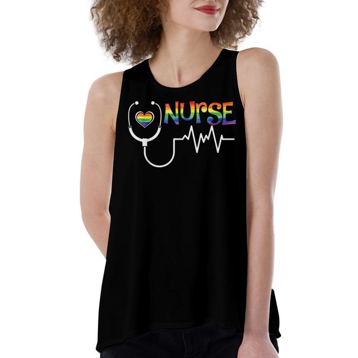 Nurse Rainbow Flag Lgbt Lgbtq Gay Lesbian Bi Pride Ally Women's Loose Tank Top