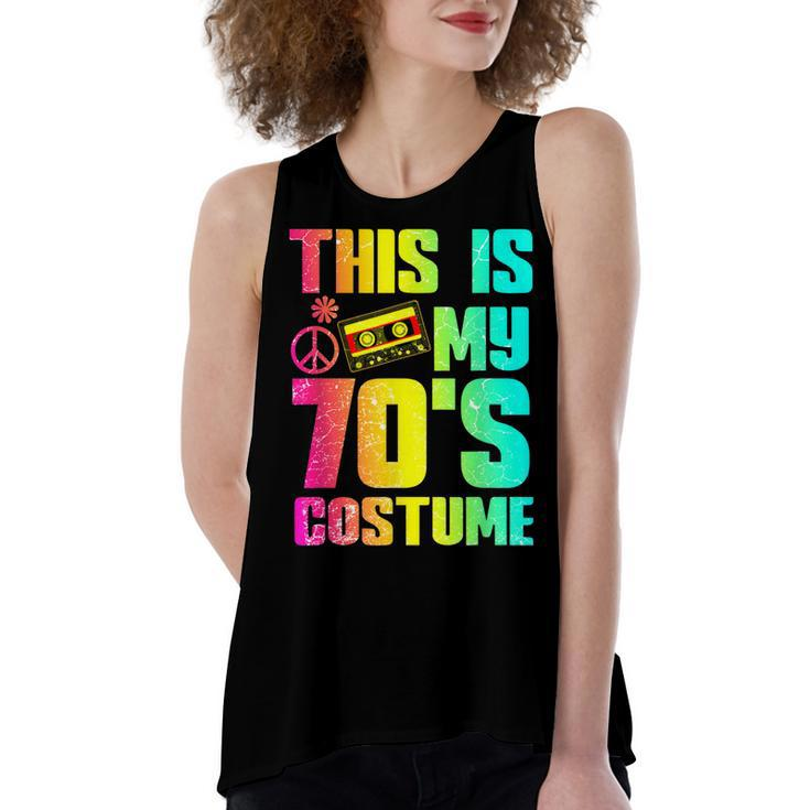 70S Halloween Costume 1970S Seventies Music Dancing Disco  V2 Women's Loose Fit Open Back Split Tank Top