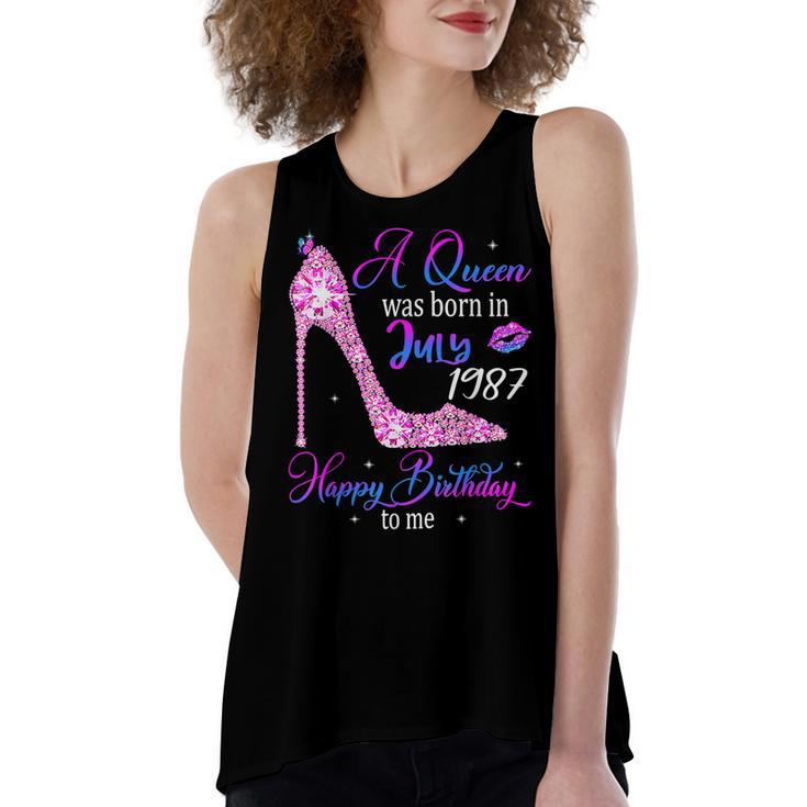 A Queen Was Born In July 1987 Happy 35Th Birthday To Me  Women's Loose Fit Open Back Split Tank Top