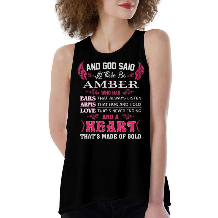 Amber Name Gift   And God Said Let There Be Amber Women's Loose Fit Open Back Split Tank Top