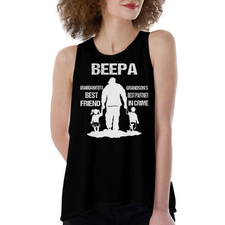 Beepa Grandpa Gift   Beepa Best Friend Best Partner In Crime Women's Loose Fit Open Back Split Tank Top