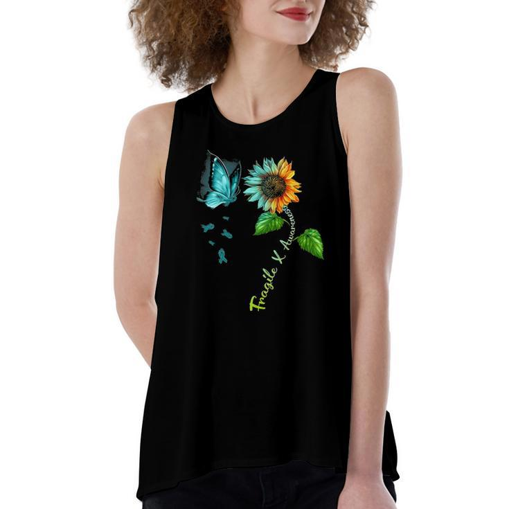 Butterfly Sunflower Fragile X Awareness Syndrome Women's Loose Tank Top