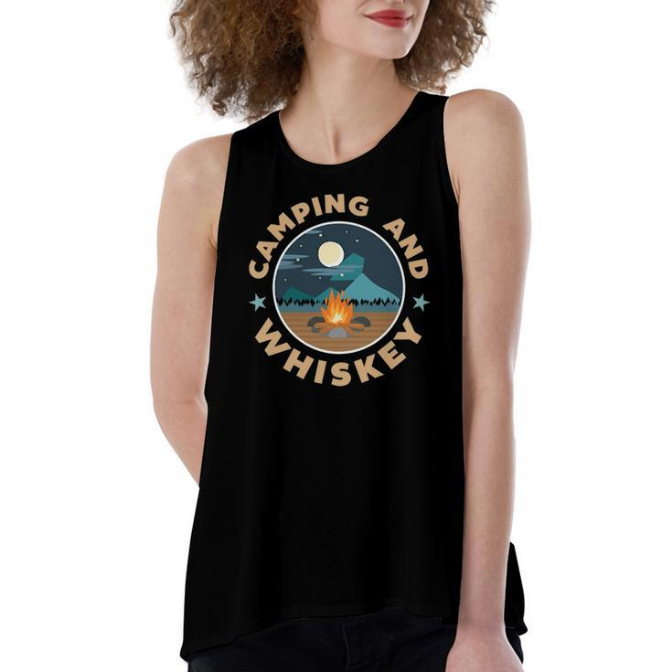 Camping Hiking Road Trip Camping And Whiskey Women's Loose Tank Top
