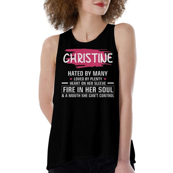 Christine Name Gift   Christine Hated By Many Loved By Plenty Heart On Her Sleeve Women's Loose Fit Open Back Split Tank Top