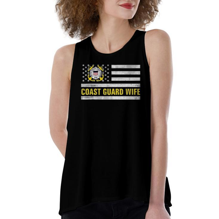 Coast Guard Wife With American Flag For Veteran Day Women's Loose Tank Top