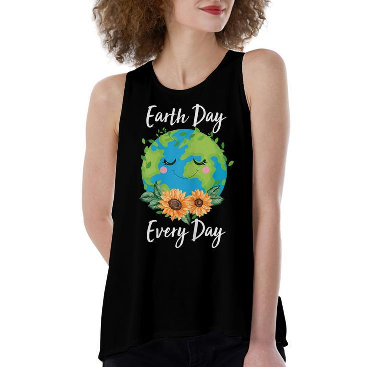 Cool Earth Day Sunflower Quote Earth Day  For Kids  Women's Loose Fit Open Back Split Tank Top