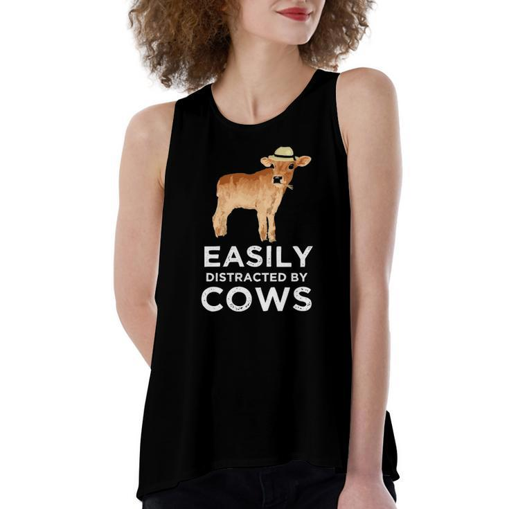 Cow For & Girls Cute Easily Distracted By Cows Women's Loose Tank Top