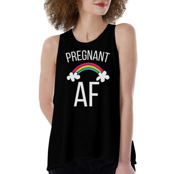 Cute Pregnant Af Rainbow Expecting Tee Women's Loose Tank Top