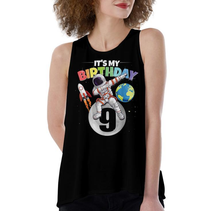 Dabbing Astronaut 9Th Birthday Boy Girl 9 Years 2013  Women's Loose Fit Open Back Split Tank Top