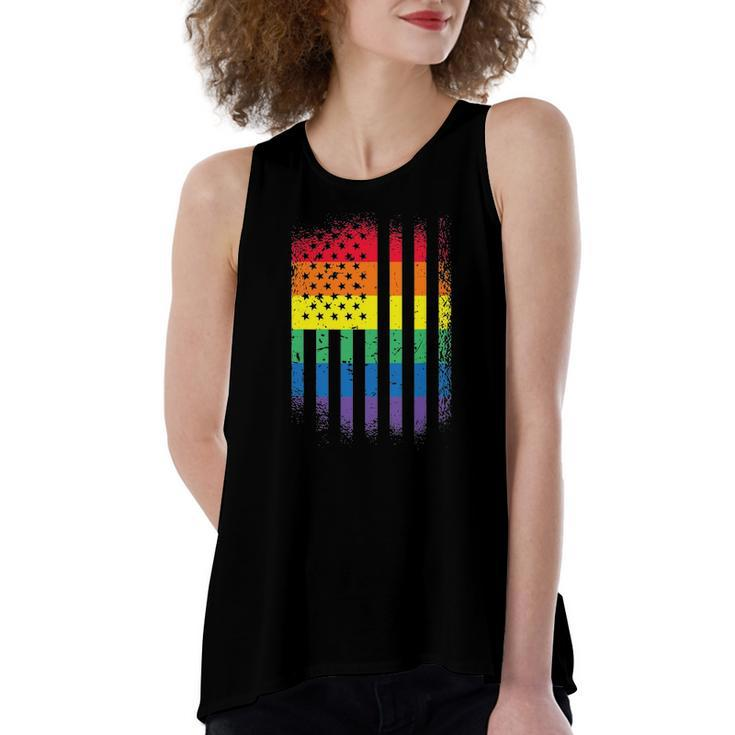 Distressed Rainbow Flag Gay Pride Rainbow Equality Women's Loose Tank Top