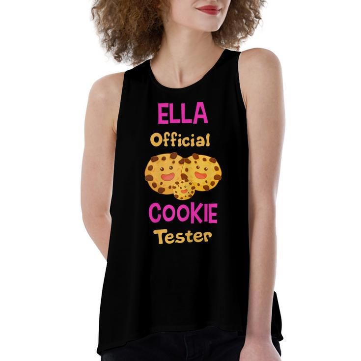 Ella Official Cookie Tester First Name Funny  Women's Loose Fit Open Back Split Tank Top